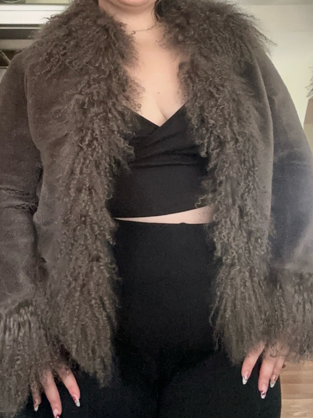 Charlotte Simone Mongolian Shearling Trim Jacket - Picture 2 of 4